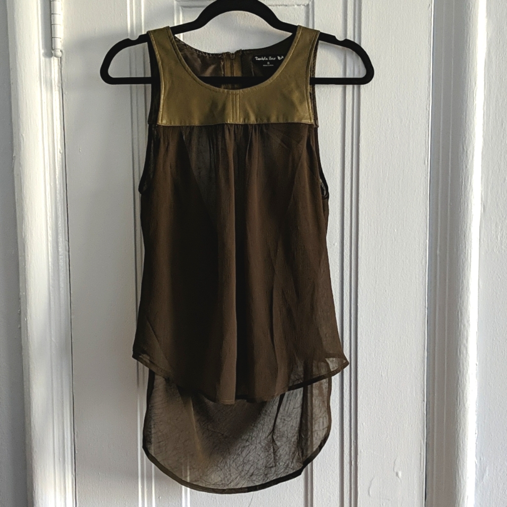 Women's Double Zero Olive Green Sheer Top